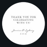 Minimalistisch zwart-wit script Custom Bedankt Ronde Sticker<br><div class="desc">Minimalistisch Modern Zwart-Wit Script Wedding Custom Dank u Classic Ronde Sticker</div>