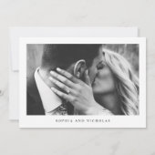 Minimalistisch zwart-wit script | Elegante foto Save The Date (Achterkant)