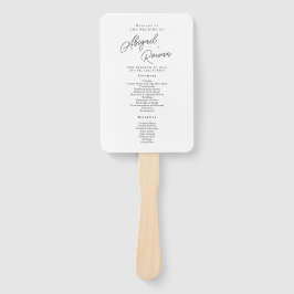 Minimalistisch zwart-wit script huwelijksprogramma handwaaier
