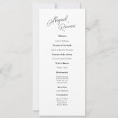Minimalistisch zwart-wit script huwelijksprogramma kaart (Achterkant)