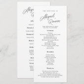 Minimalistisch zwart-wit script huwelijksprogramma kaart (Voorkant / Achterkant)
