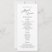 Minimalistisch zwart-wit script huwelijksprogramma kaart (Voorkant)