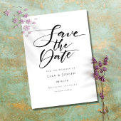 Minimalistisch zwart-wit script Opslaan datum Briefkaart