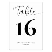Minimalistisch zwart-wit script tafelnummer (Achterkant)