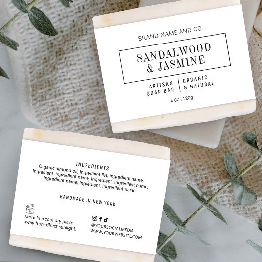 Minimalistisch zwart wit shampoo zeep bar wrap lab