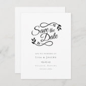 Minimalistisch zwart-wit sparen de Datum Aankondigingskaart (Voorkant / Achterkant)