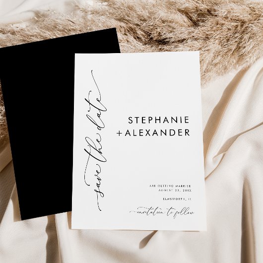 Minimalistisch zwart-wit sparen de Datum Kaart