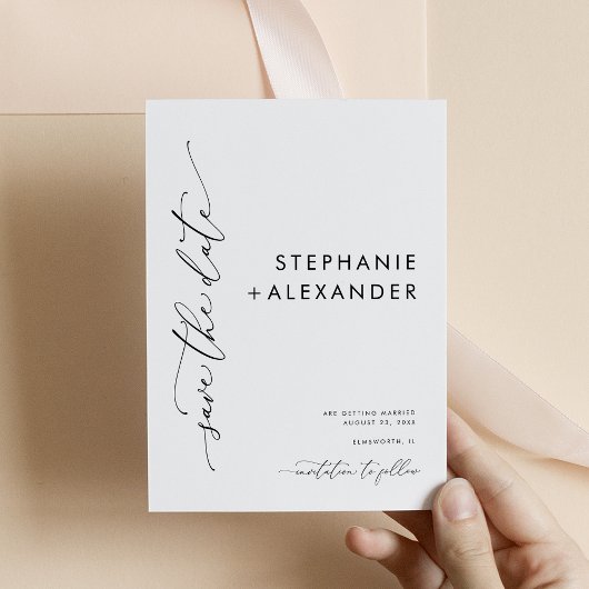 Minimalistisch zwart-wit sparen de Datum Kaart