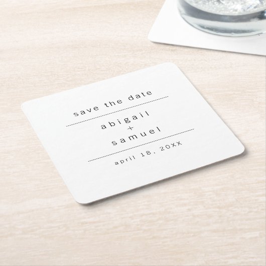 Minimalistisch zwart-wit sparen de Datum Kartonnen Onderzetters (Schuin)