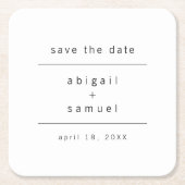 Minimalistisch zwart-wit sparen de Datum Kartonnen Onderzetters (Voorkant)