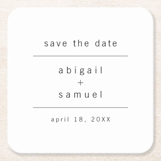 Minimalistisch zwart-wit sparen de Datum Kartonnen Onderzetters (Voorkant)