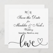 Minimalistisch zwart-wit sparen de Datum Save The Date (Voorkant / Achterkant)
