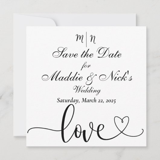 Minimalistisch zwart-wit sparen de Datum Save The Date (Voorkant)