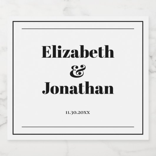 Minimalistisch zwart-wit sparkling wijnetiket (Enkel label)