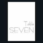 Minimalistisch zwart-wit speeltupografie SEVEN Kaart<br><div class="desc">Modern minimalistisch zwart-wit speelband bruiloft SEVEN-tabelnummer</div>