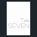 Minimalistisch zwart-wit speeltupografie SEVEN Kaart<br><div class="desc">Modern minimalistisch zwart-wit speelband bruiloft SEVEN-tabelnummer</div>