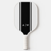 Minimalistisch zwart-wit streep modern monogram pickleball paddle (Voorkant)