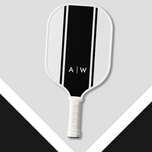 Minimalistisch zwart-wit streep modern monogram pickleball paddle