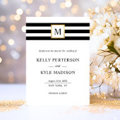 Minimalistisch Zwart Wit Strepen Monogram Goud Save The Date
