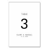 Minimalistisch zwart-wit tafelnummer voor de bruil (Voorkant)