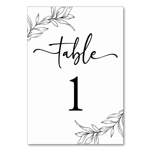 Minimalistisch zwart wit tak blad bruiloft kaart (Voorkant)