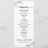 Minimalistisch zwart wit tak blad bruiloft menu (Voorkant)