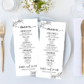 Minimalistisch zwart wit tak blad bruiloft menu