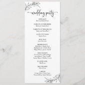 Minimalistisch zwart wit tak blad bruiloft programmakaart (Achterkant)