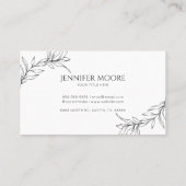Minimalistisch zwart wit takblad visitekaartje (Achterkant)
