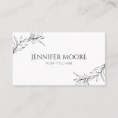 Minimalistisch zwart wit takblad visitekaartje (Voorkant)