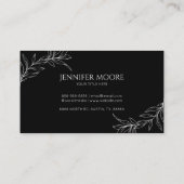 Minimalistisch zwart wit takblad visitekaartje (Achterkant)
