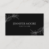 Minimalistisch zwart wit takblad visitekaartje (Voorkant)