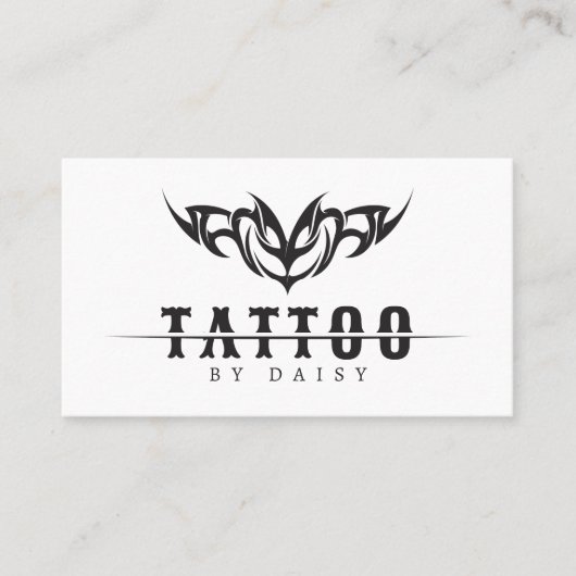 Minimalistisch Zwart-wit Tattoo Artist Salon Visitekaartje (Voorkant)