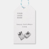 Minimalistisch zwart-wit tekenmodel voor kerstCade Cadeaulabel (Voorkant)