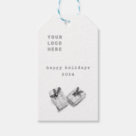 Minimalistisch zwart-wit tekenmodel voor kerstCade Cadeaulabel