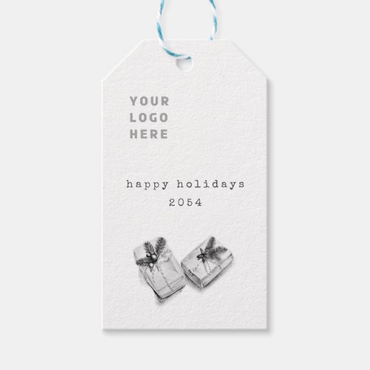 Minimalistisch zwart-wit tekenmodel voor kerstCade Cadeaulabel (Voorkant)