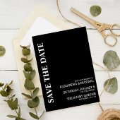 Minimalistisch zwart-wit tekstgebaseerd huwelijk save the date