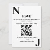 Minimalistisch zwart-wit trouwmonogram RSVP Kaart (Voorkant)