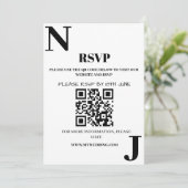 Minimalistisch zwart-wit trouwmonogram RSVP Kaart (Staand voorkant)