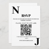 Minimalistisch zwart-wit trouwmonogram RSVP Kaart (Voorkant / Achterkant)