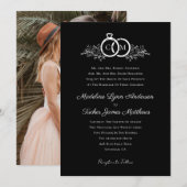 Minimalistisch zwart wit trouwringen foto kaart (Voorkant / Achterkant)