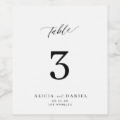 Minimalistisch zwart-wit trouwtafel nummer wijn etiket (Enkel label)