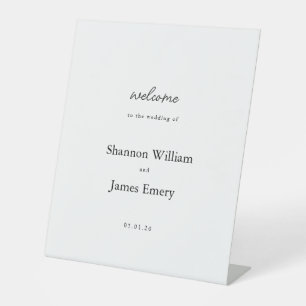 Minimalistisch Zwart Wit Trouwtafelblad Teken Reclamebord Met Voetstuk