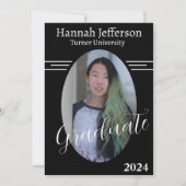 Minimalistisch zwart-wit twee foto Afstuderen Kaart (Voorkant)