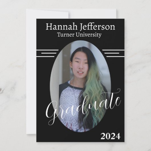 Minimalistisch zwart-wit twee foto Afstuderen Kaart (Voorkant)