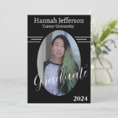 Minimalistisch zwart-wit twee foto Afstuderen Kaart (Staand voorkant)