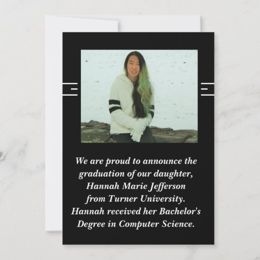 Minimalistisch zwart-wit twee foto Afstuderen Kaart (Achterkant)