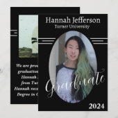 Minimalistisch zwart-wit twee foto Afstuderen Kaart (Voorkant / Achterkant)