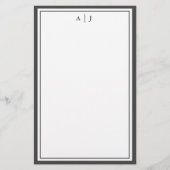 Minimalistisch zwart-wit tweegrensmonogram briefpapier (Voorkant)