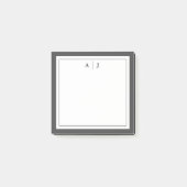 Minimalistisch zwart-wit tweegrensmonogram post-it® notes (Voorkant)